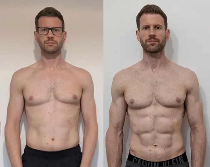 Male client muscle definition transformation